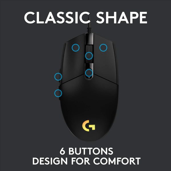 Logitech G102 USB Light Sync Gaming Mouse with Customizable RGB Lighting, 6 Programmable Buttons, Gaming Grade Sensor, 8K DPI Tracking, 16.8mn Color, Light Weight - Black - Image 8