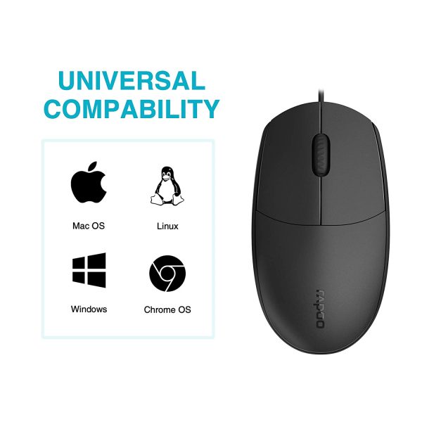 HP M10 Wired USB Mouse with 3 Buttons High Definition 1000DPI Optical Tracking and Ambidextrous Design - Image 4
