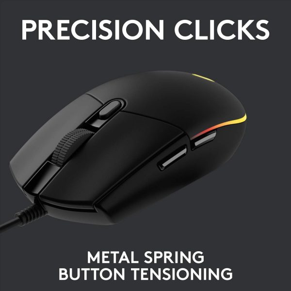 Logitech G102 USB Light Sync Gaming Mouse with Customizable RGB Lighting, 6 Programmable Buttons, Gaming Grade Sensor, 8K DPI Tracking, 16.8mn Color, Light Weight - Black - Image 7