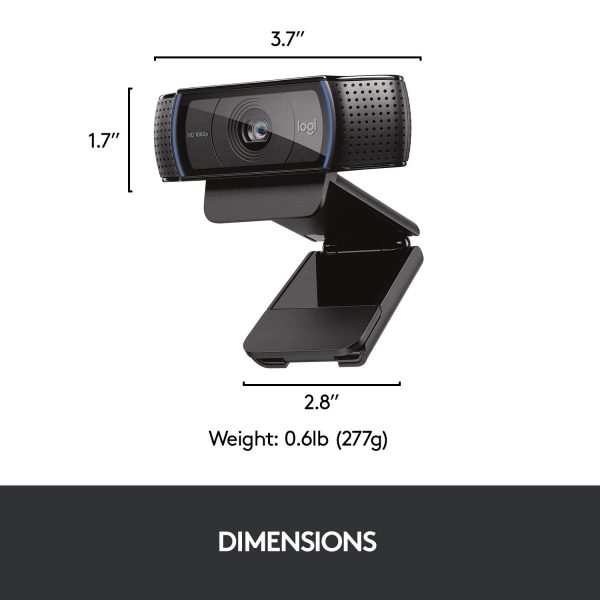 Logitech C920 HD Pro Webcam - 1080p, Optical, Full HD Streaming Camera for Widescreen Video Calling and Recording, Dual Microphones, Autofocus, Compatible with PC - Desktop Computer or Laptop - Black - Image 5