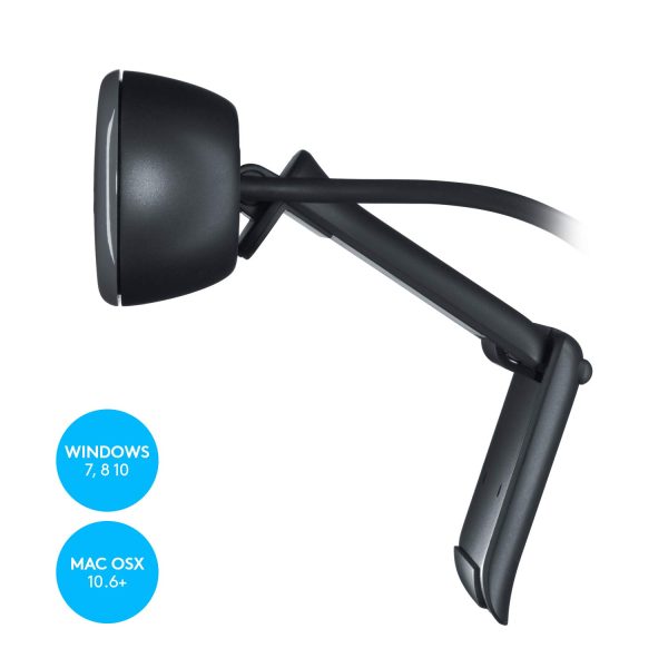 Logitech C270 HD Webcam, HD 720p/30fps, Widescreen HD Video Calling, HD Light Correction, Noise-Reducing Mic, for Skype, FaceTime, Hangouts, WebEx, PC/Mac/Laptop/MacBook/Tablet - Black - Image 3