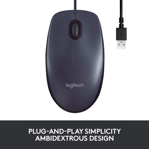 Logitech M100r Wired USB Mouse (Black) - Image 7
