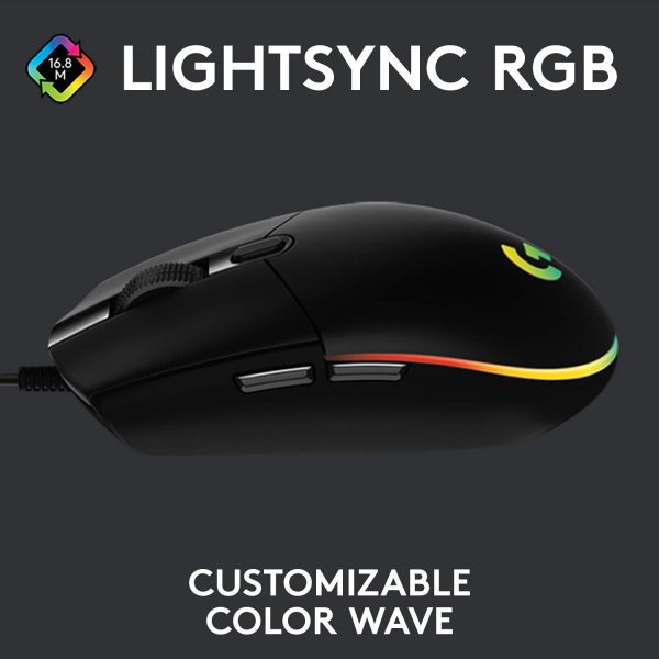 Logitech G102 USB Light Sync Gaming Mouse with Customizable RGB Lighting, 6 Programmable Buttons, Gaming Grade Sensor, 8K DPI Tracking, 16.8mn Color, Light Weight - Black - Image 10