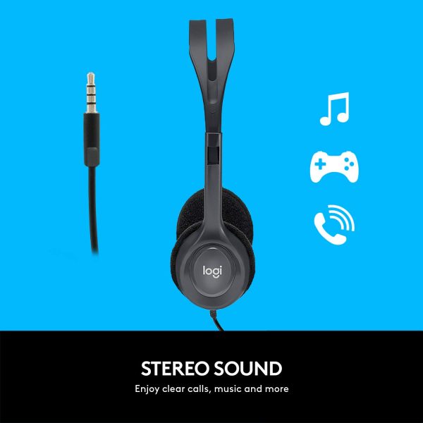 Logitech H111 Wired On Ear Headphones With Mic Black - Image 6