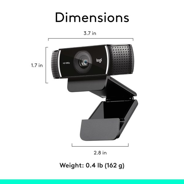 Logitech C922 Pro Stream Webcam, HD 1080p/30fps or HD 720p/60fps, Digital, Hyperfast Streaming, Stereo Audio, HD Light Correction, Autofocus, for YouTube, Twitch, XSplit - Black - Image 6