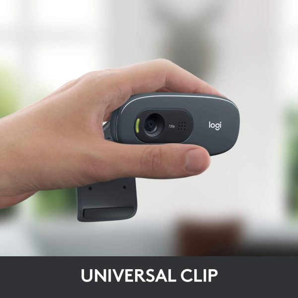 Logitech C270 HD Webcam, HD 720p/30fps, Widescreen HD Video Calling, HD Light Correction, Noise-Reducing Mic, for Skype, FaceTime, Hangouts, WebEx, PC/Mac/Laptop/MacBook/Tablet - Black - Image 4