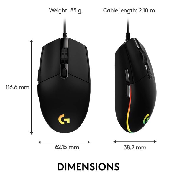 Logitech G102 USB Light Sync Gaming Mouse with Customizable RGB Lighting, 6 Programmable Buttons, Gaming Grade Sensor, 8K DPI Tracking, 16.8mn Color, Light Weight - Black - Image 4
