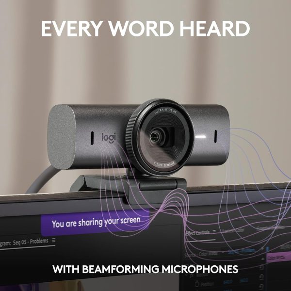 Logitech MX Brio Ultra HD 4K Collaboration and Streaming Webcam, 1080p at 60 FPS, Dual Noise Reducing Mics, Show Mode, USB-C, Webcam Cover, Works with Microsoft Teams, Zoom, Google Meet - Graphite - Image 9