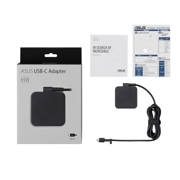 ASUS AC65-00 65W USB Type-C Adapter/Charger Connector, USB PD 3.0 Technology with 5V/3A, 9V/3A, 15V/3A and 20V/3.25A Output for Laptop, Black - Image 4
