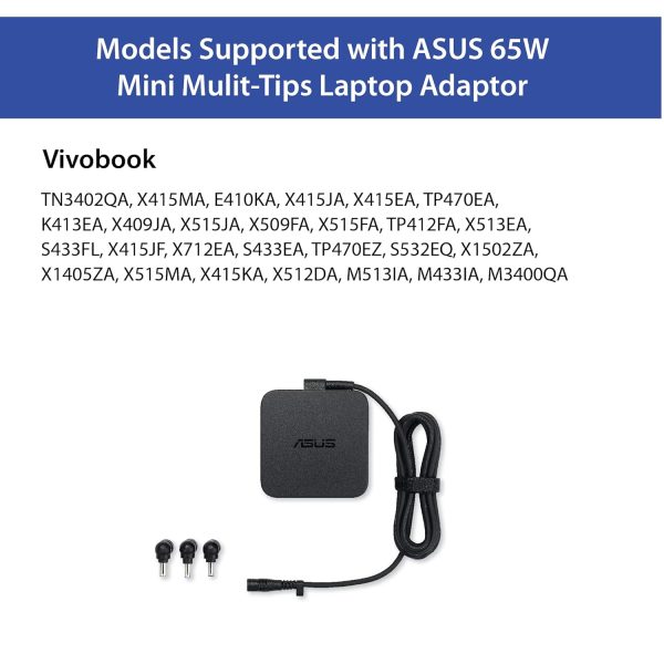 ASUS U65W-01 Mini Mulit-Tips Adaptor/Charger Pin with Plug Dimension 4.0mm*1/4.5mm*1/5.5mm*1 - Black - Image 3