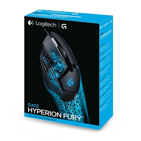 Logitech G402 Hyperion Fury USB Wired Gaming Mouse, 4,000 DPI, Lightweight, 8 Programmable Buttons, Compatible for PC/Mac - Black - Image 2