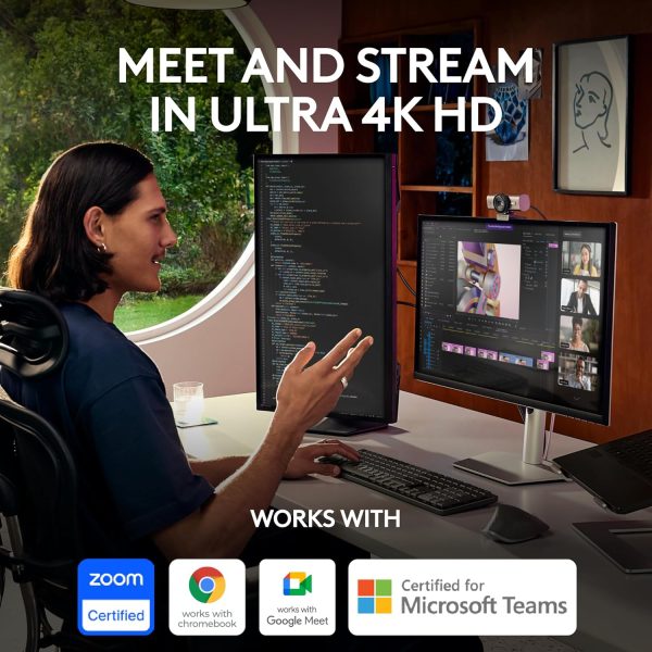 Logitech MX Brio Ultra HD 4K Collaboration and Streaming Webcam, 1080p at 60 FPS, Dual Noise Reducing Mics, Show Mode, USB-C, Webcam Cover, Works with Microsoft Teams, Zoom, Google Meet - Graphite - Image 11